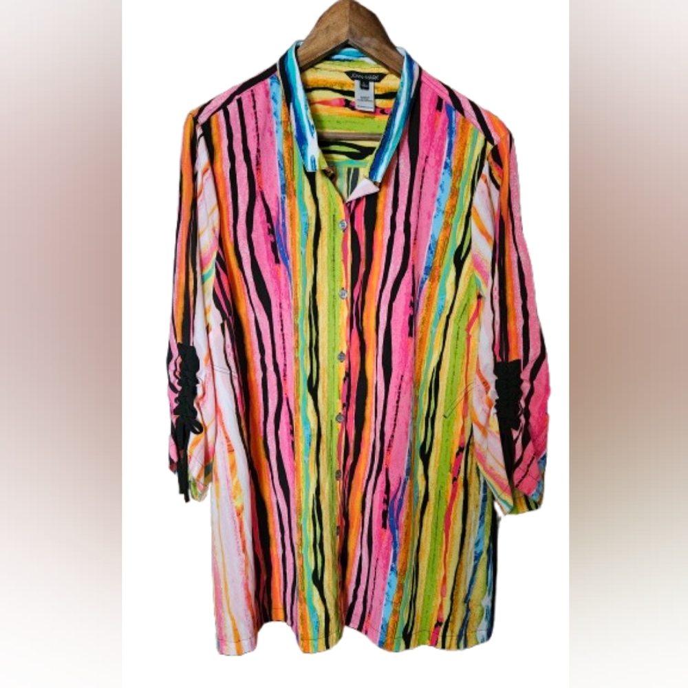 John.Mark Mixed Stripe Button Down Shirt